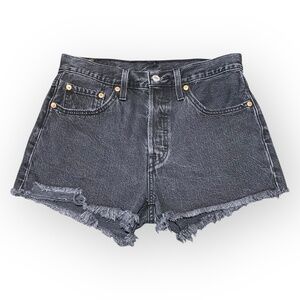 Levi’s 501 Black Denim High Rise Cut Off Shorts Women’s Size 27 Excellent